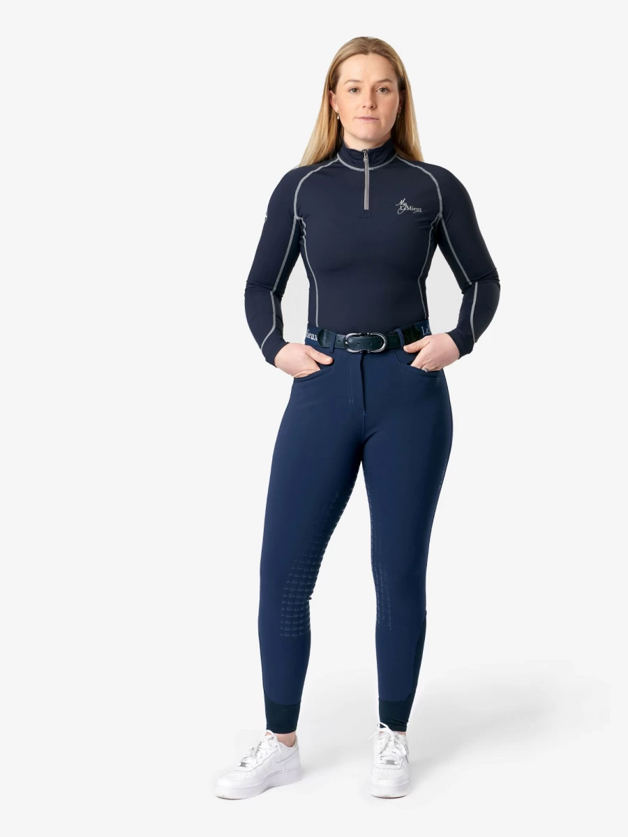 LeMieux Dynamique Knee Grip Equestrian Breeches in Navy for Enhanced Riding Performance