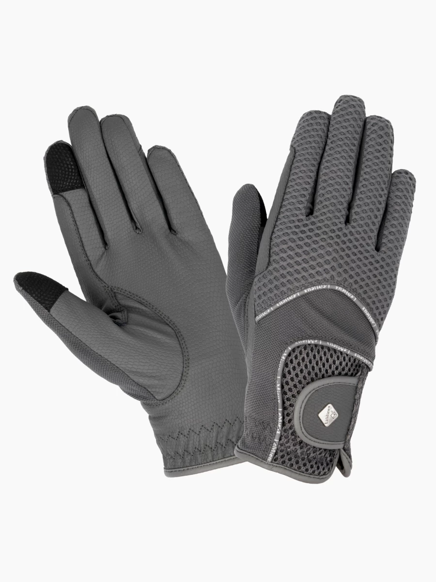 LeMieux 3D Mesh Grey Riding Gloves - Breathable Equestrian Gloves for Horseback Riding