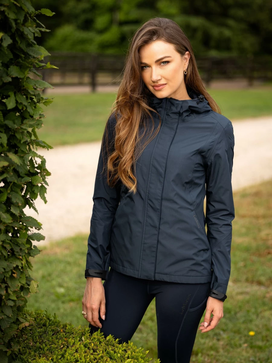 LeMieux Isla Short Waterproof Jacket for Women - Navy Blue Raincoat Lightweight Outdoor Windbreaker