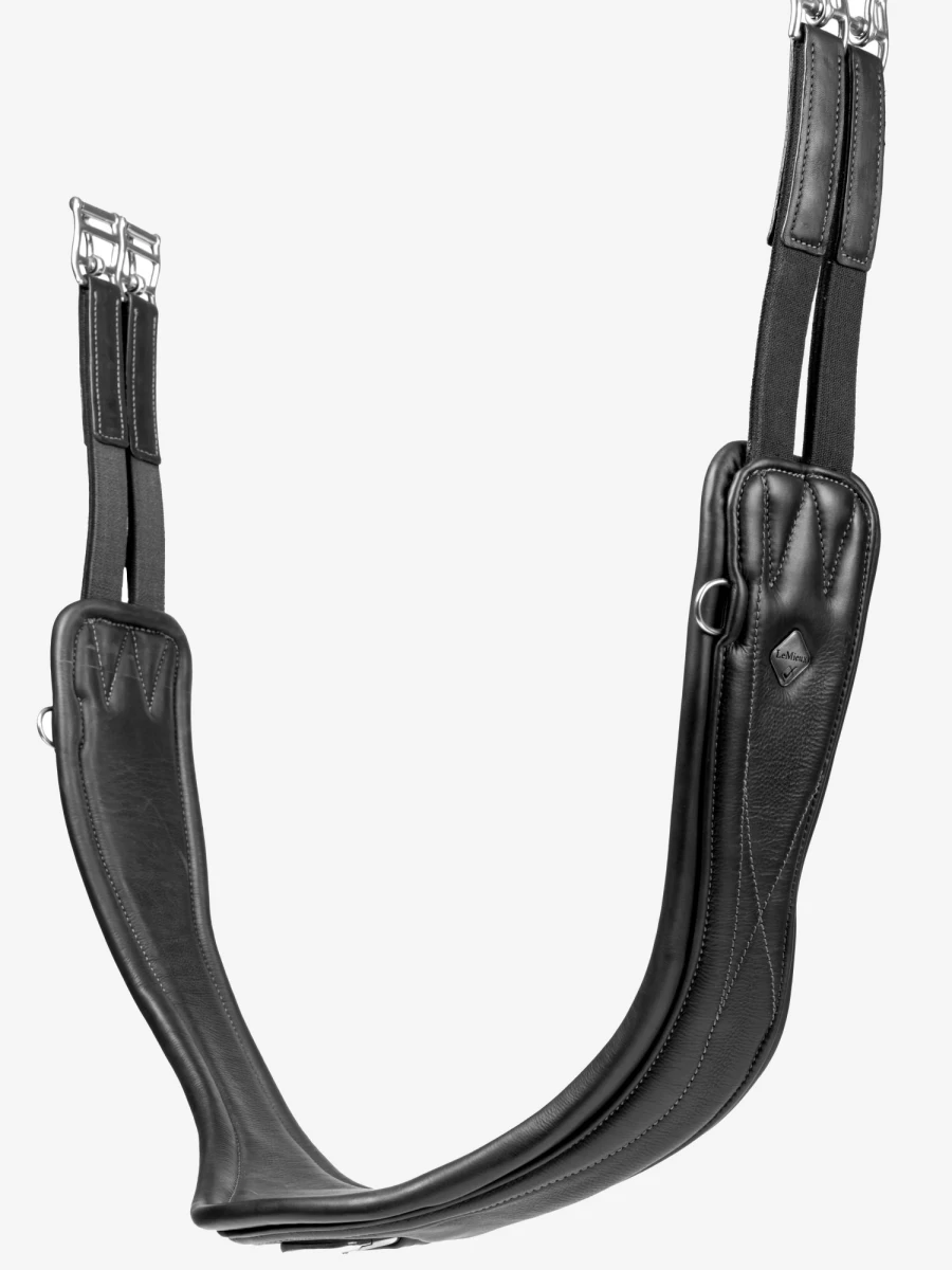LeMieux Gel-Tek Anatomic Jumping Girth - Black Elastic Horse Girth for Comfort & Performance