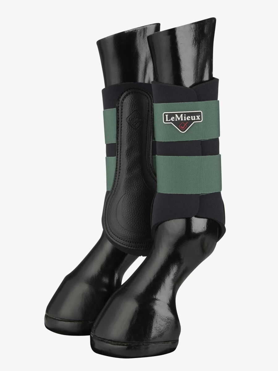 LeMieux Grafter Brushing Boots for Horses - Hunter Green Equine Leg Protection