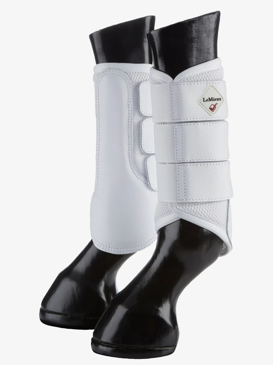 LeMieux White Mesh Brushing Boots - Breathable Horse Boots for Comfort & Protection