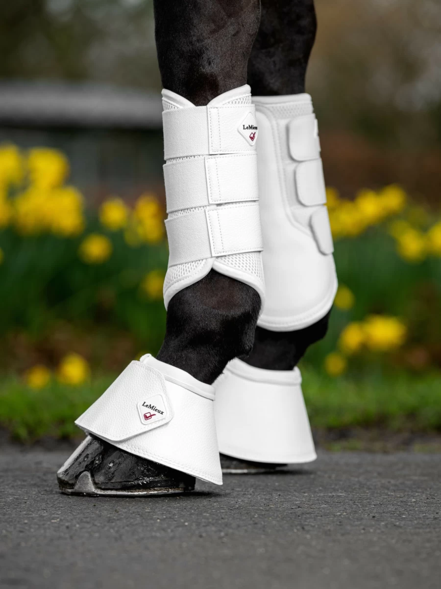 LeMieux White Mesh Brushing Boots - Breathable Horse Boots for Comfort & Protection