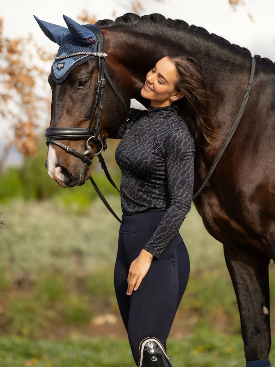 LeMieux Full Grip Brushed Pull On Equestrian Breeches in Navy