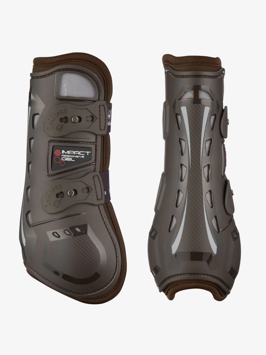 LeMieux Impact Responsive Tendon Protection Horse Boots - Durable Brown Equine Sports Boots for Enhanced Performance